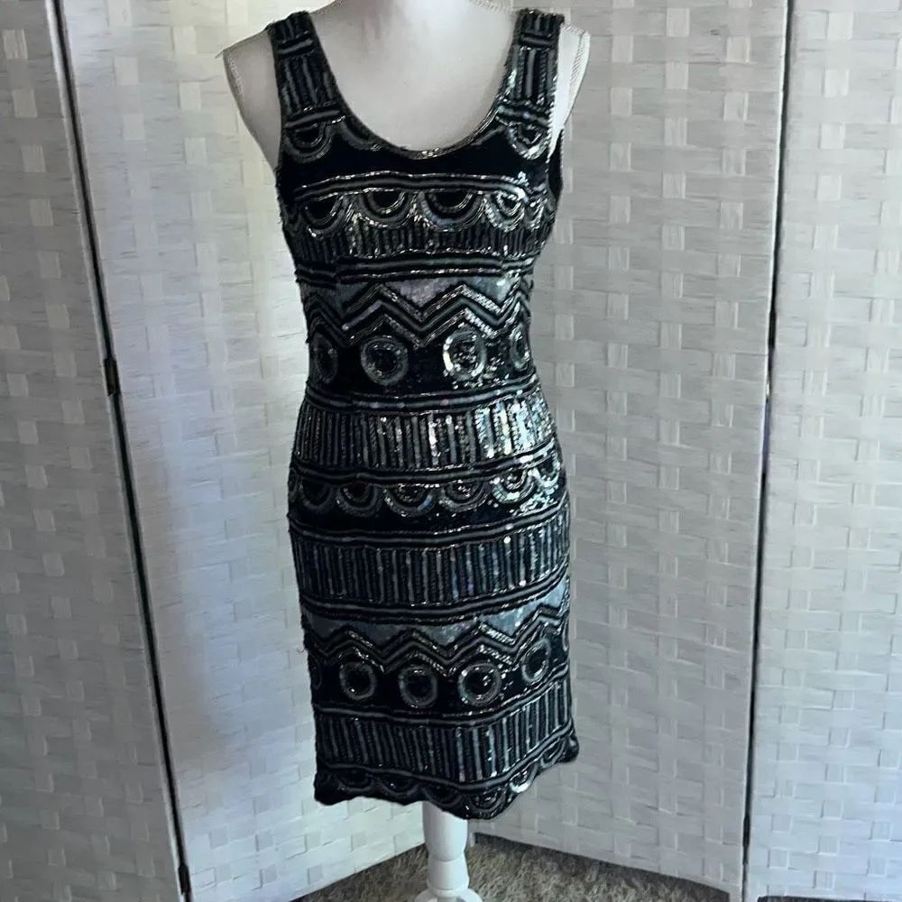 Gorgeous Vintage Laurence Kazar handmade beaded silk dress Size Medium